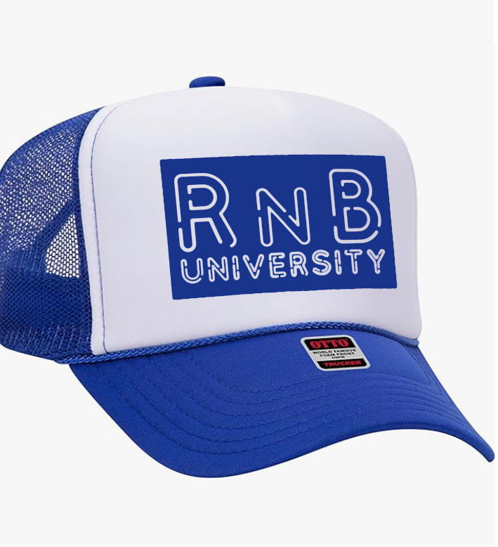 7. "RnB University" High Crown Mesh Back Trucker Cap