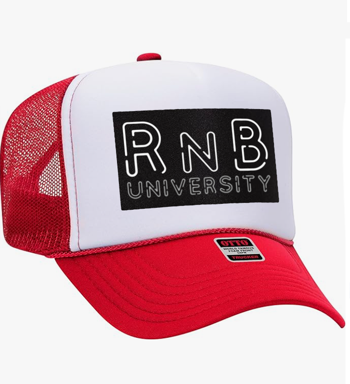 7. "RnB University" High Crown Mesh Back Trucker Cap