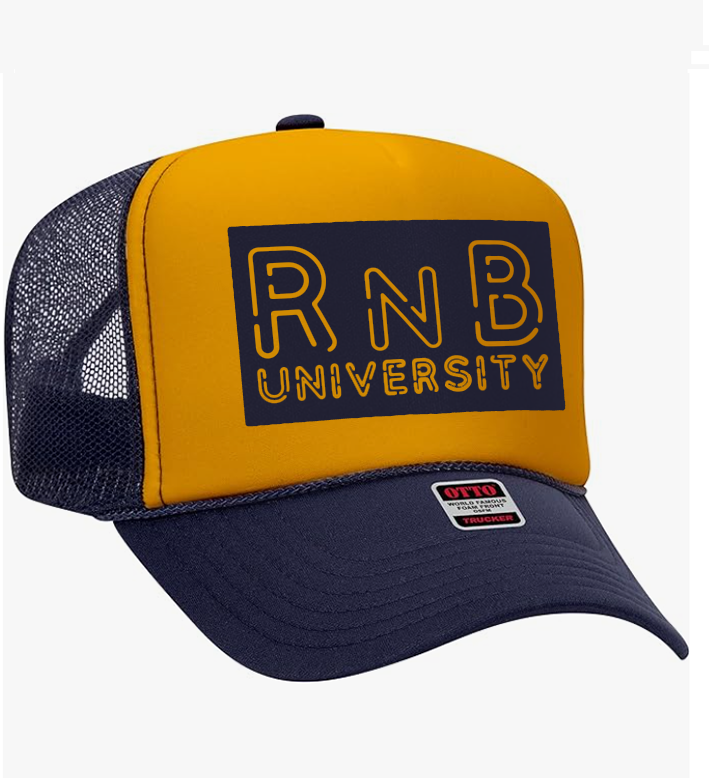 7. "RnB University" High Crown Mesh Back Trucker Cap