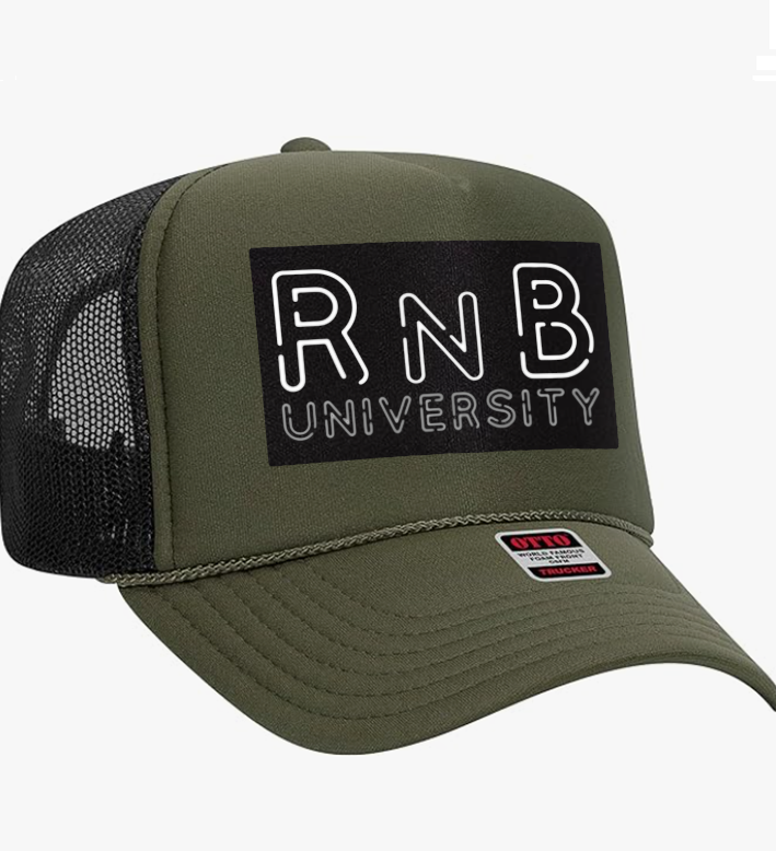 7. "RnB University" High Crown Mesh Back Trucker Cap