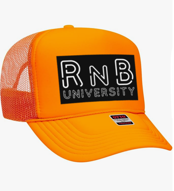 7. "RnB University" High Crown Mesh Back Trucker Cap